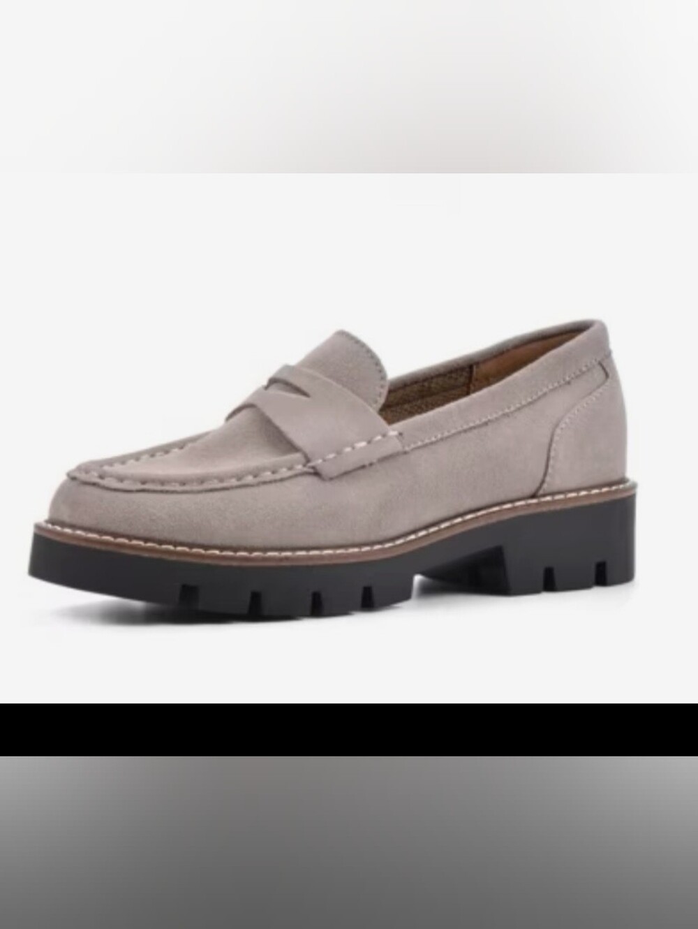 White Mountain Gunner Taupe Suede Lug-Soled Loafer Size 8.5